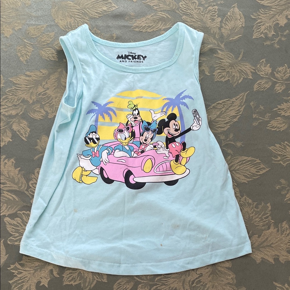 Disney Light Blue Tank Top with Mickey and Friends